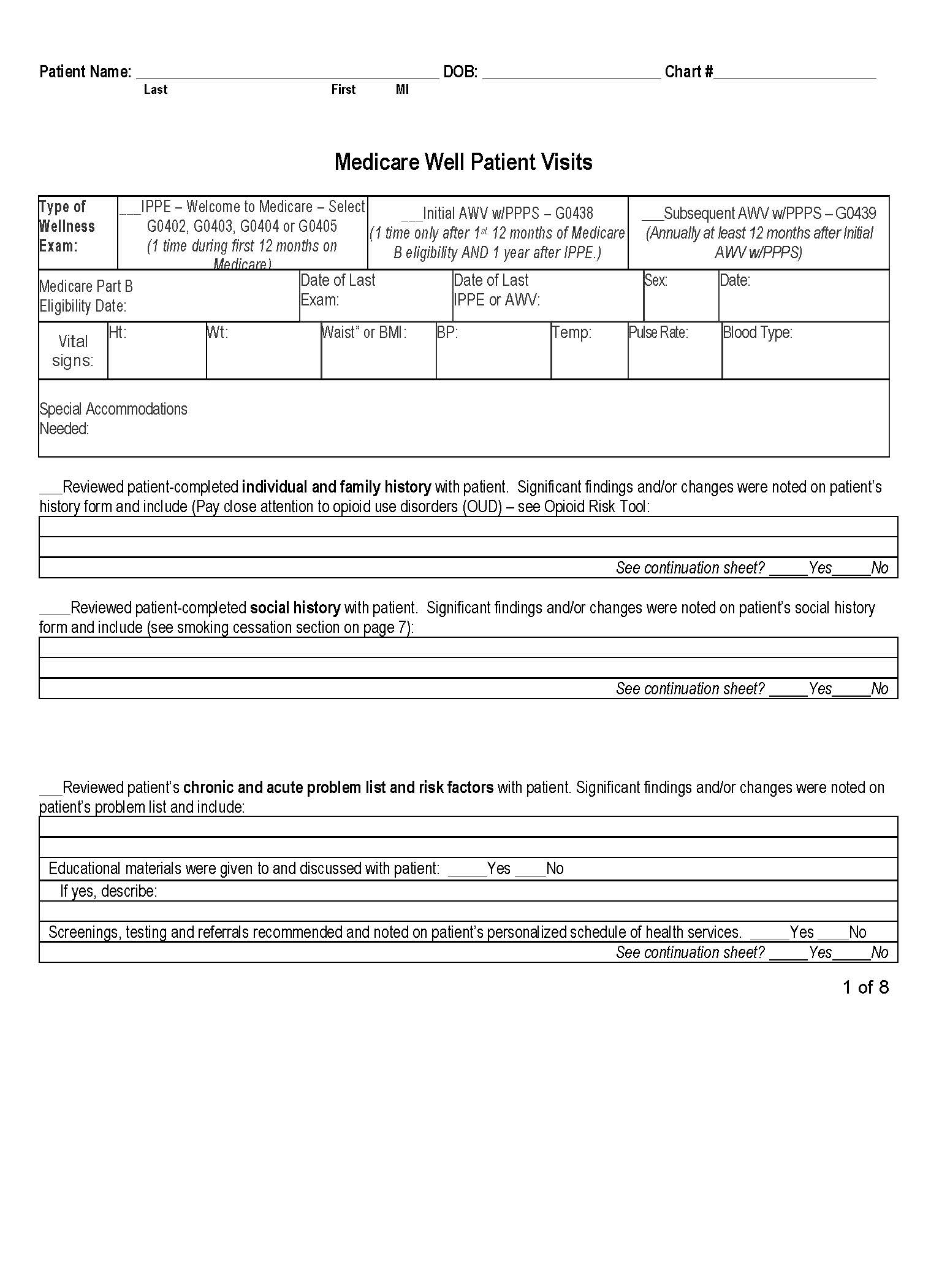 Physical Exam Medicare Annual Wellness Visit Template 2019